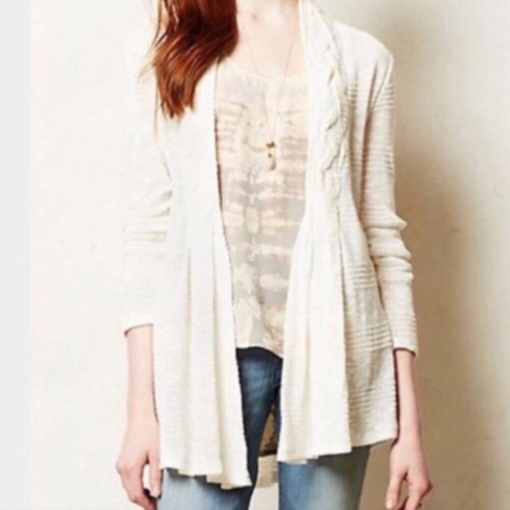 Anthro One September waterfall off white cardigan
